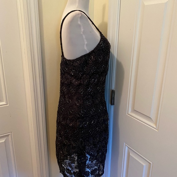 Bags Milo Black Sequence Spaghetti strap Cocktail Gown Sz L - Picture 4 of 16